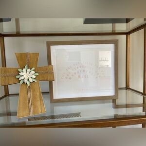 Rustic Cross and Framed Psalm Decor Baptism Nursery